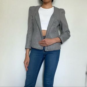 silence + noise Gray Blazer with Puffed Shoulders